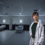 Flinders medicinal student in hospital room