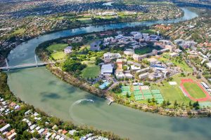 aerial shot of UQ St Lucia campus