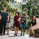 jcu students walking at cairns campus