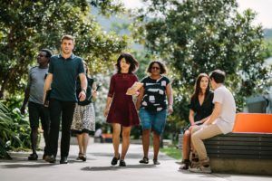 jcu students walking at cairns campus
