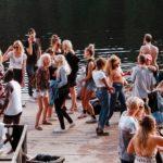party on a dock by the lake