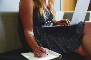 Interested in studying online? Find out more! girl studying with laptop