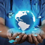 doctor holding a globe