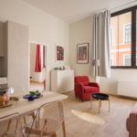 apartment with red chair