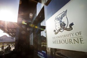 Find out more about the Melbourne Juris Doctor program university of melbourne law school signage on building