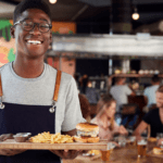 working as a server in a restaurant